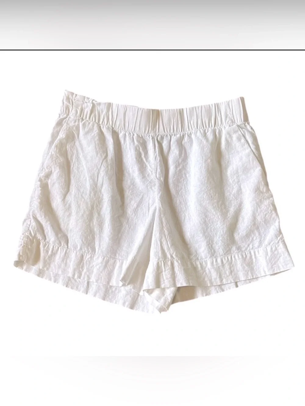GAP white linen blend high elastic waist shorts with pockets size Large